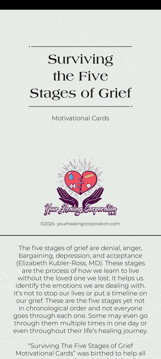 Surviving the Five Stages of Grief Motivational flashcards-----Pre-order starting Jan 2025